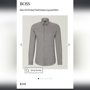 HUGO BOSS MEN'S LYOCEL LUXORY DRESS BUSINESS COLAR SHIRT DARK GRAY COLOR XL NWOT